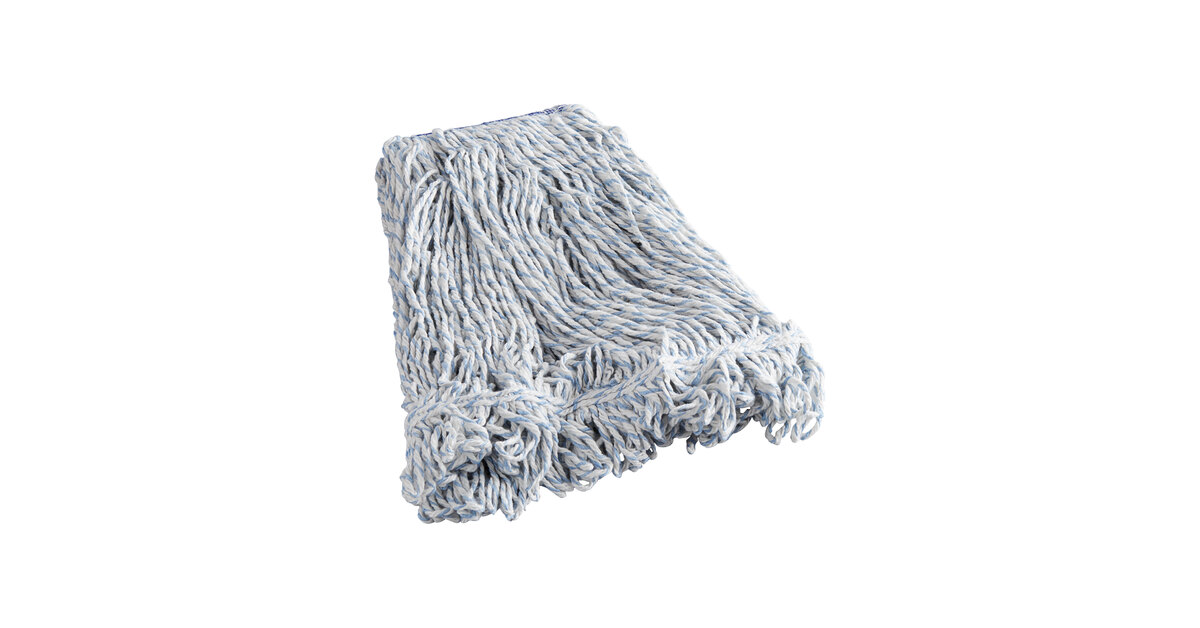 Rubbermaid Super Stitch FGD51306WH00 24 oz. #32 Blue and White Rayon Blend  Looped End Finishing Wet Mop Head with 1