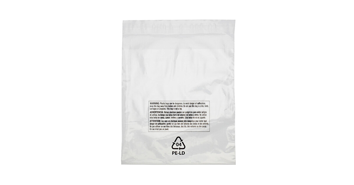 1000 Clear Self-Seal Poly Bags 10x12 Inches - 1.5 Mil Thick With Suffocation Warning - Free Shipping