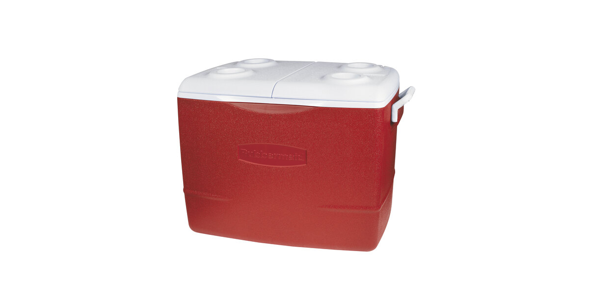 Portable Food Beverages Box Storage RUBBERMAID Red Ice Chest Cooler 50 Qt 