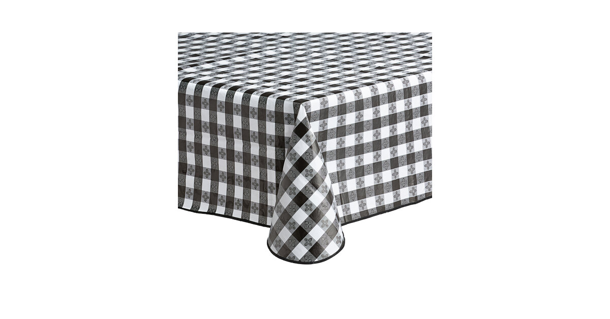 Elrene Home Fashions Gingham Check Cut-to-fit Vinyl Tablecloth Protector Black 54x108