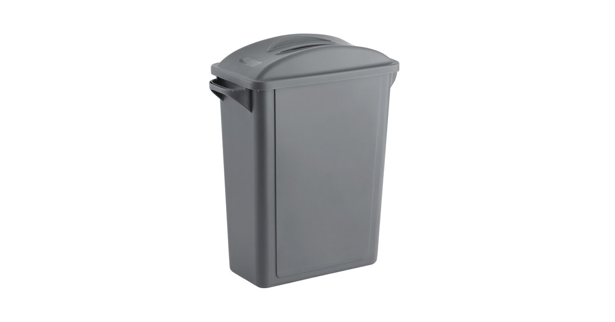 Lavex 16 Gallon Black Slim Rectangular Trash Can with Flat Lid