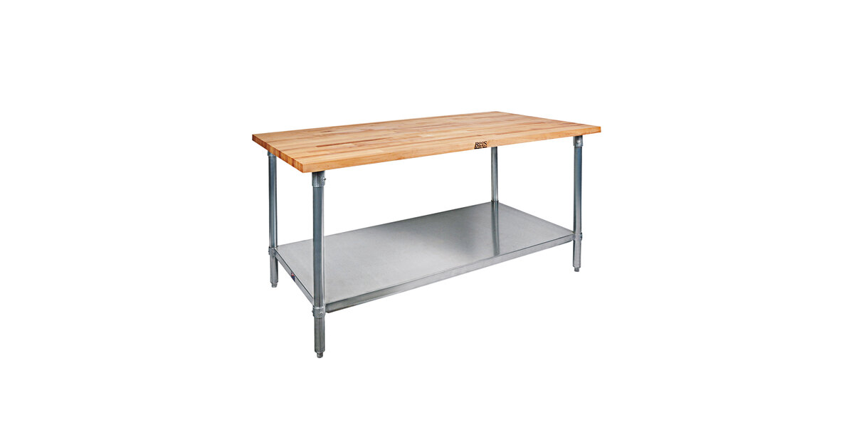 John Boos & Co. TNS16 Wood Top Work Table with Stainless