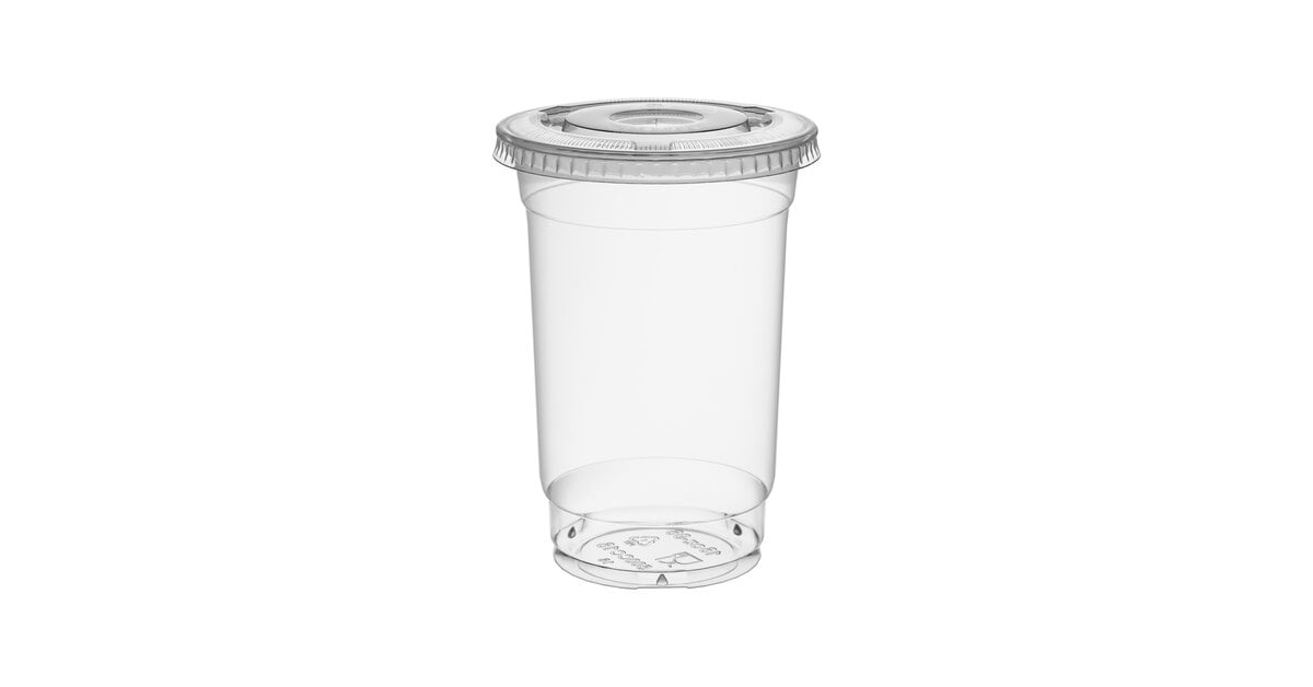 Choice 16 oz. Clear PET Plastic Cup with Flat Lid - 50/Pack