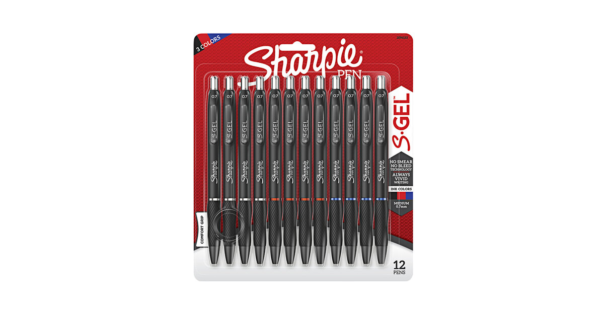Sharpie 2096193 S-Gel Black Ink with Black Barrel 0.7mm Retractable Gel Pen  - 36/Pack