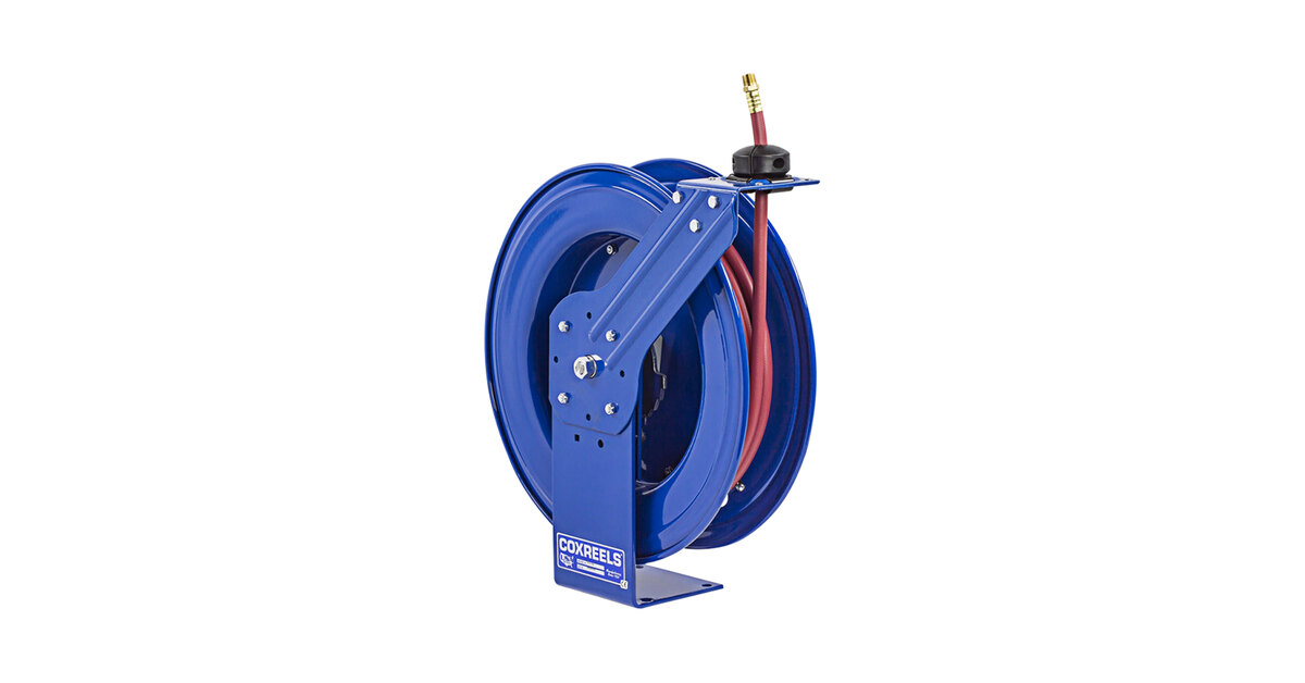 COXREELS SH-N-350 Heavy Duty Air Compressor Hose Reel, .38 x 50, Spring  Rewind Air and Water Reel with Hose