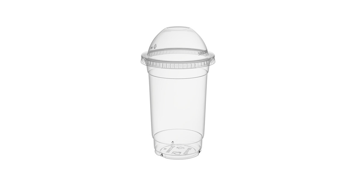 Choice 16 oz. Clear PET Plastic Cold Cup with Dome Lid with No Hole -  50/Pack