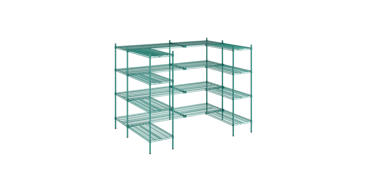 Regency NSF Green Epoxy 7' x 4 1/2' Walk-In 4-Tier Shelving Unit