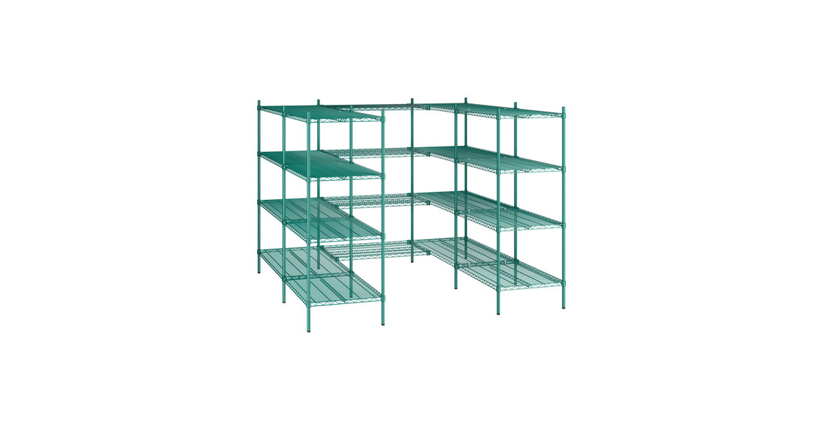 Regency NSF Green Epoxy 7' x 7' Walk-In 4-Tier Shelving Unit Kit