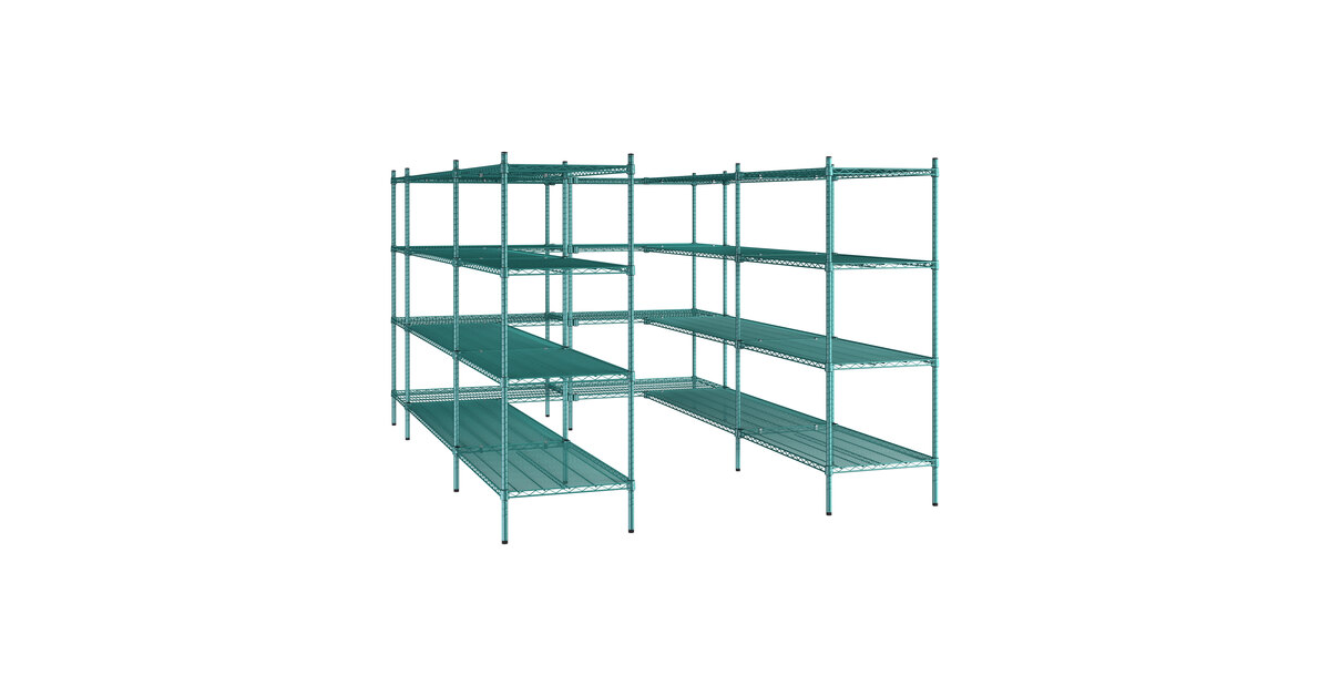 Regency NSF Green Epoxy 7' x 11' Walk-In 4-Tier Shelving Unit Kit