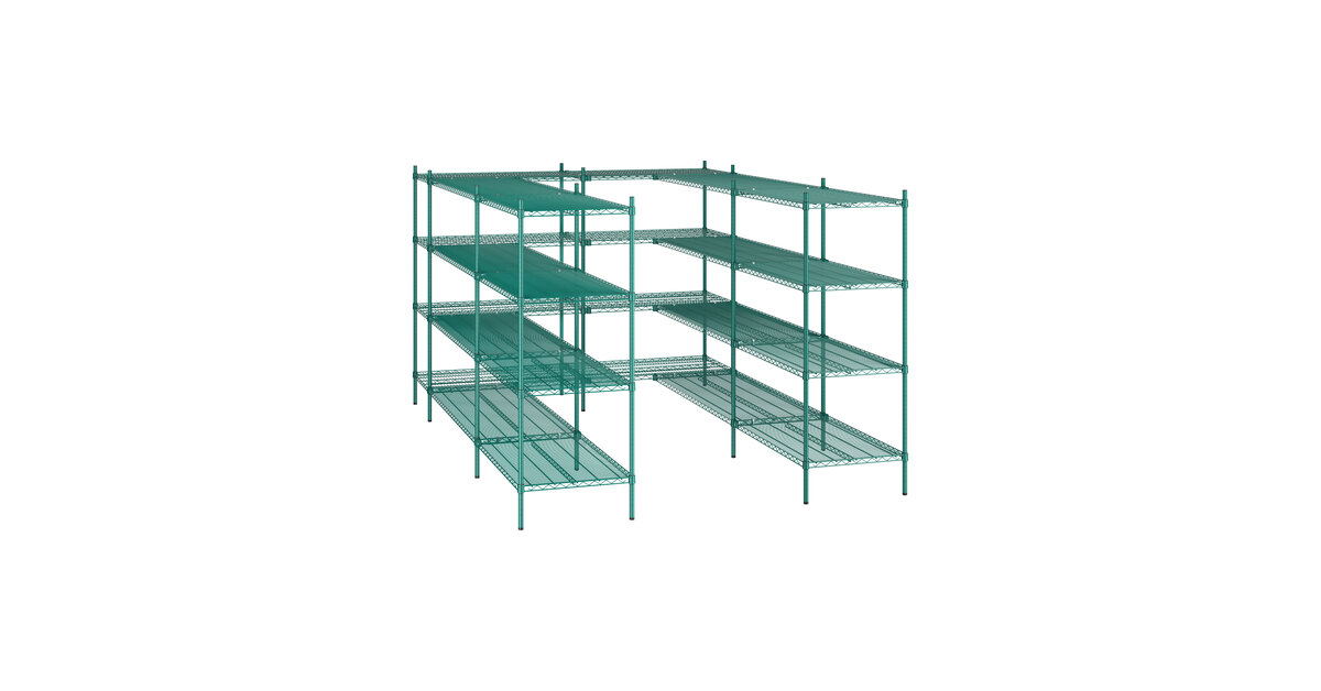 Regency NSF Green Epoxy 7' x 11' Walk-In 4-Tier Shelving Unit Kit