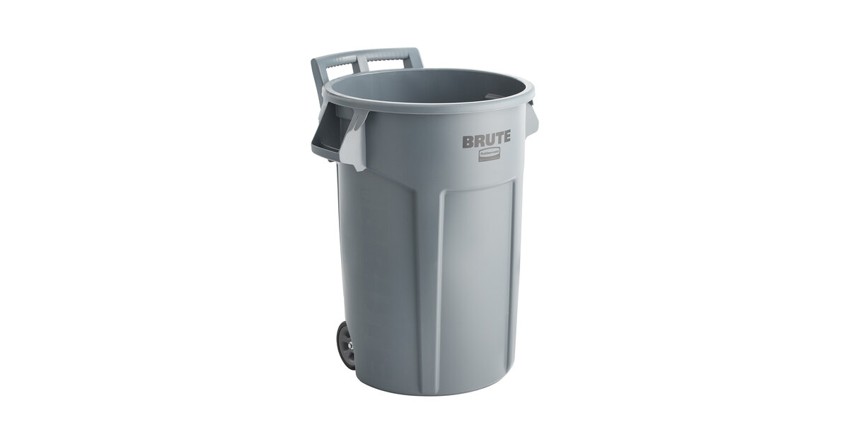 Rubbermaid® 2131929 BRUTE 44 Gallon Gray Wheeled Round Trash Can