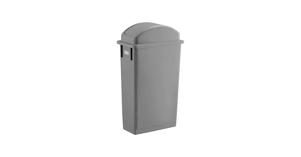 Lavex 23 Gallon Gray Slim Rectangular Trash Can with Dome Swing Lid