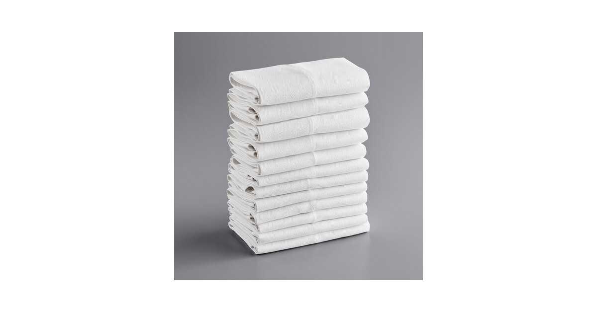 Oxford Kitchen Ensemble 15 x 25 White / Tan Windowpane 32 oz. 100%  Ringspun Cotton Kitchen Towel - 12/Pack