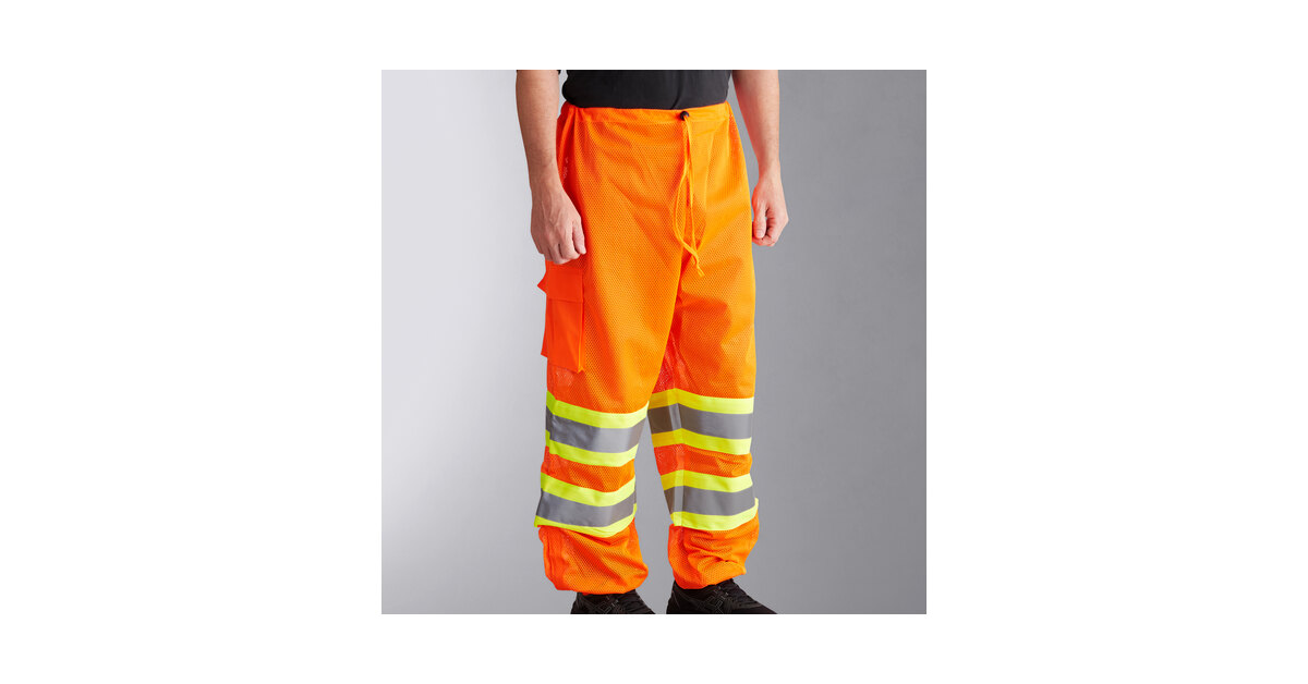 Small/Medium Ergodyne GloWear 8911 ANSI Two-Tone High Visibility Orange Reflective Safety Pants