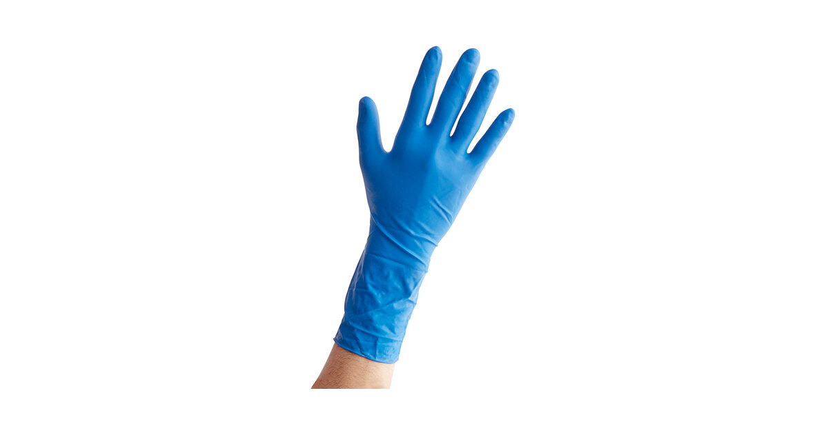 A406 Extra Heavy Duty Industrial Blue Rubber Latex Gloves – Large, Long Gauntlet