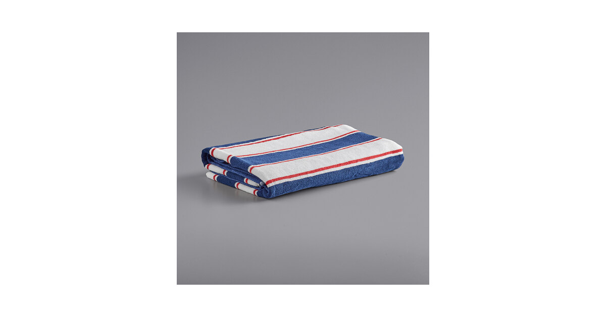 Hospeco 35x70 Inch 25LB Yellow & Navy Pinstripe Towels - Bulk Towels For Commercial Or Home Use