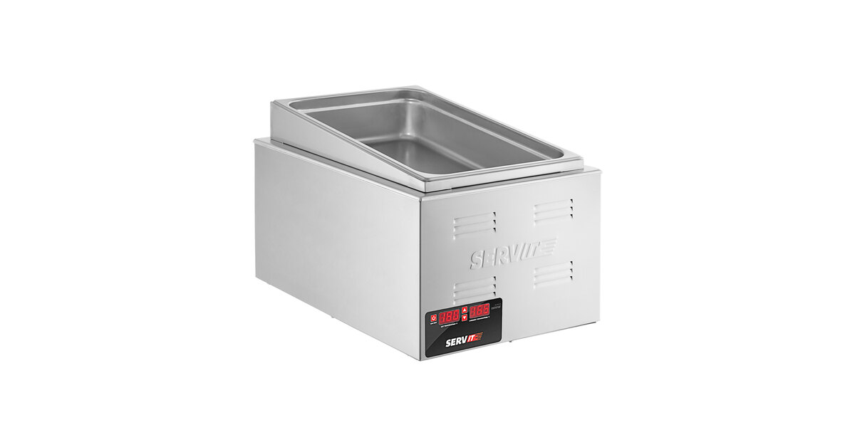 ServIt Full Size Dual Well Electric Countertop Food Warmer with Digital  Controls, 4 Half Size Steam Table Pans, and 4 Pan Covers
