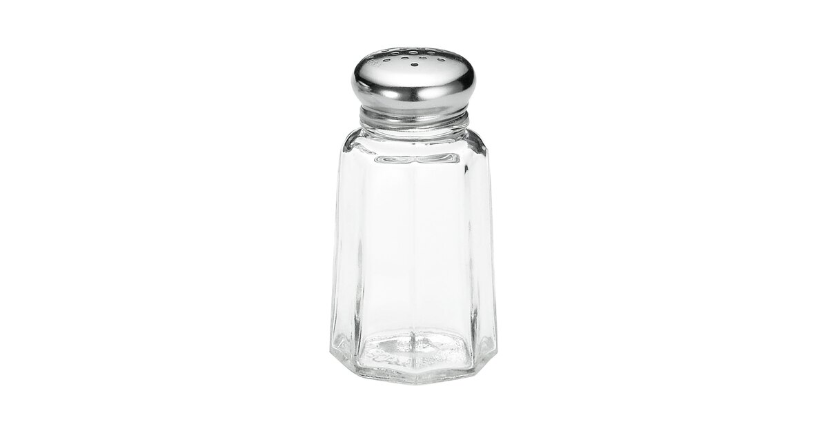 Clear Glass Salt and Pepper Shakers - Farmhouse Salt Shakers Set for  Kitchen or Countertop, Transparent Pepper Shaker with Stainless Steel Lid,  2.7 oz