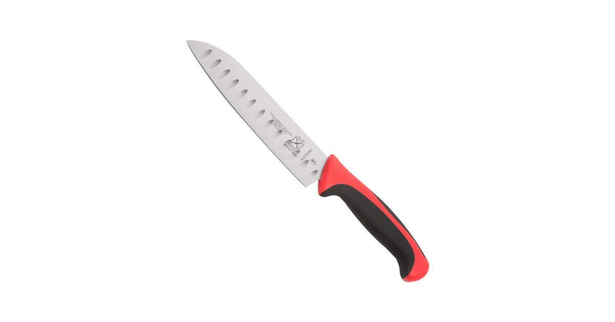 Mercer Culinary M22707RD Millennia Colors® 7 Granton Edge Santoku Knife  with Red Handle