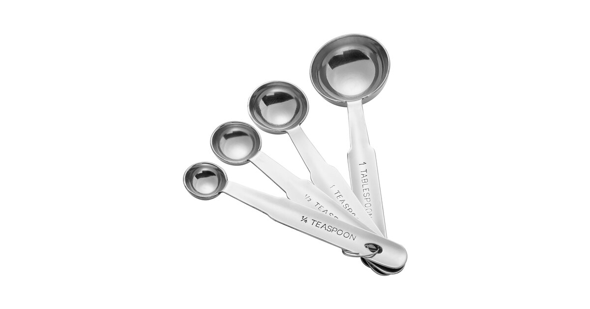 Fancy 4 Piece Bright Chrome Measuring Spoons Set Featuring M For