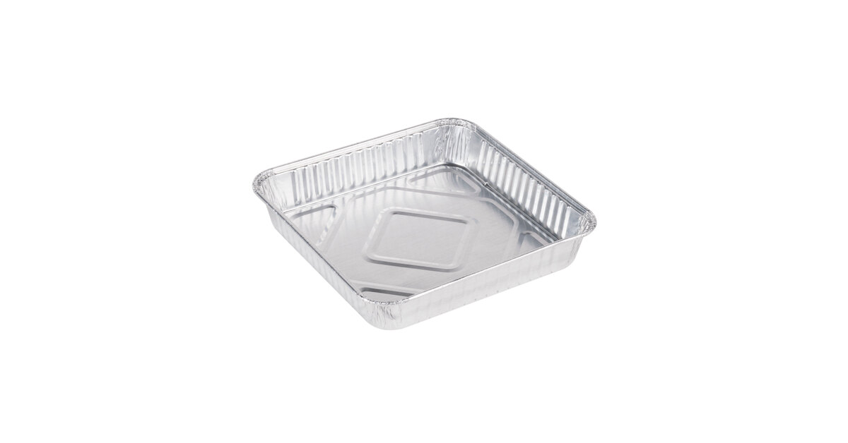 8 Square Disposable Aluminum Baking Pan - Case of 500 - #1155NL