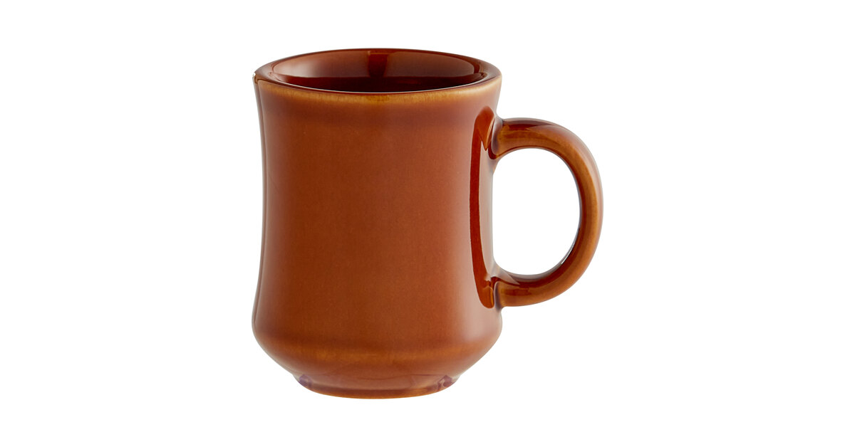 Acopa Brown Bell Shaped 7 oz. Stoneware Coffee Mug - 12/Pack