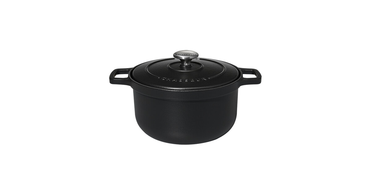 Chasseur 12 oz. Black Enameled Mini Cast Iron Pot with Cover by