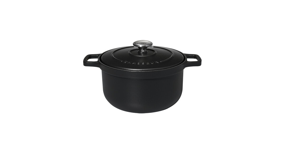 Chasseur 20 oz. Black Enameled Mini Cast Iron Pot with Cover by