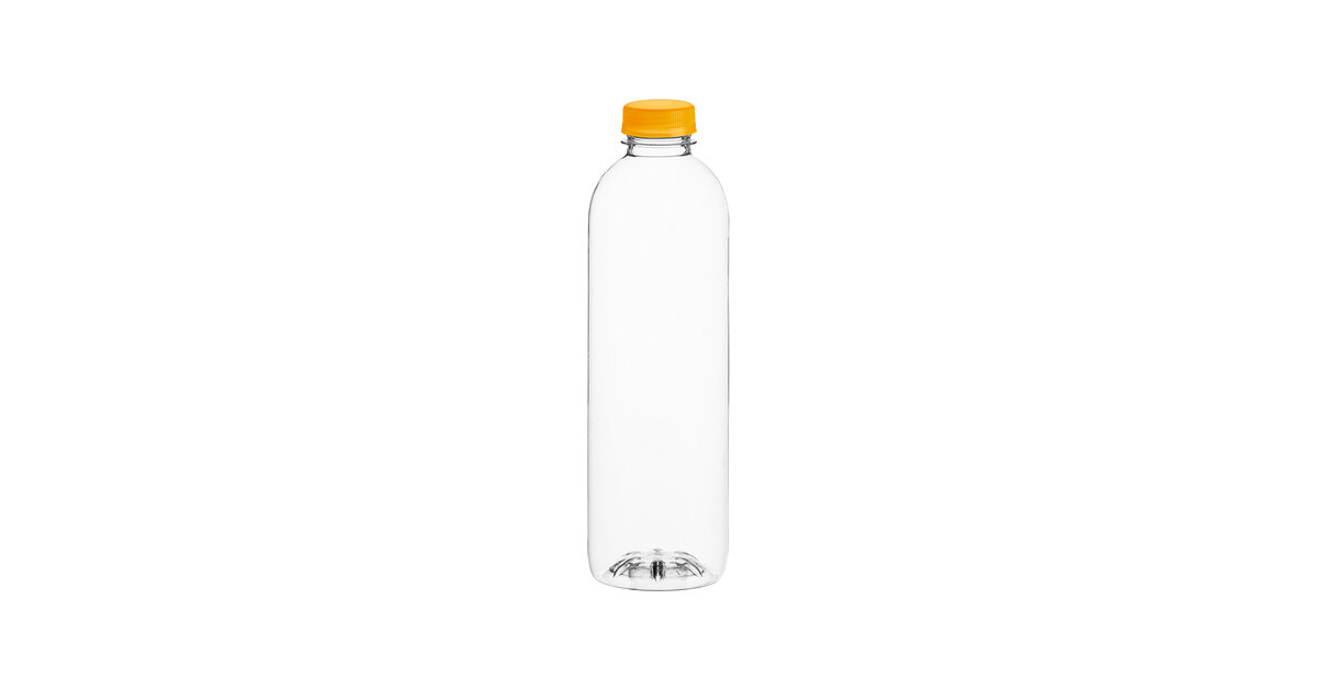 32 oz. Round PET Clear Juice Bottle - 92/Bag