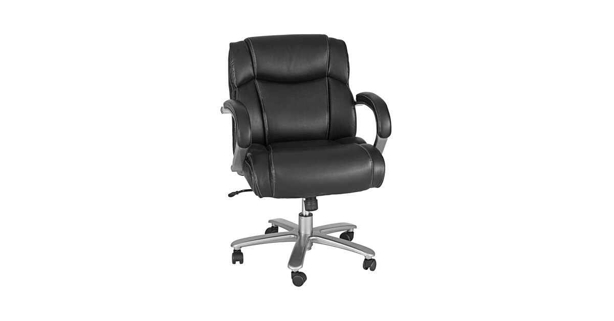 Safco Lineage Big & Tall Black Mid Back Leather Task Chair