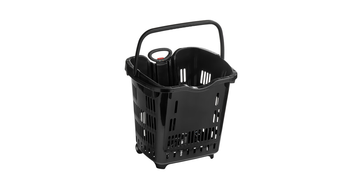 Continental Store Fixture Kartwheels Black Plastic Rolling Grocery Basket  Set - 24L x 15W x 15 1/2D
