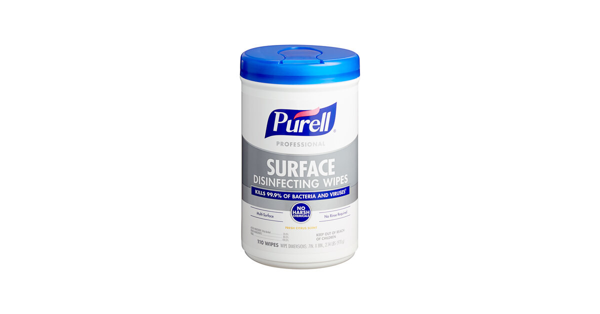 Purell Professional Surface Disinfecting Wipes 7 x 8 110 Wipes Per Canister  - Office Depot