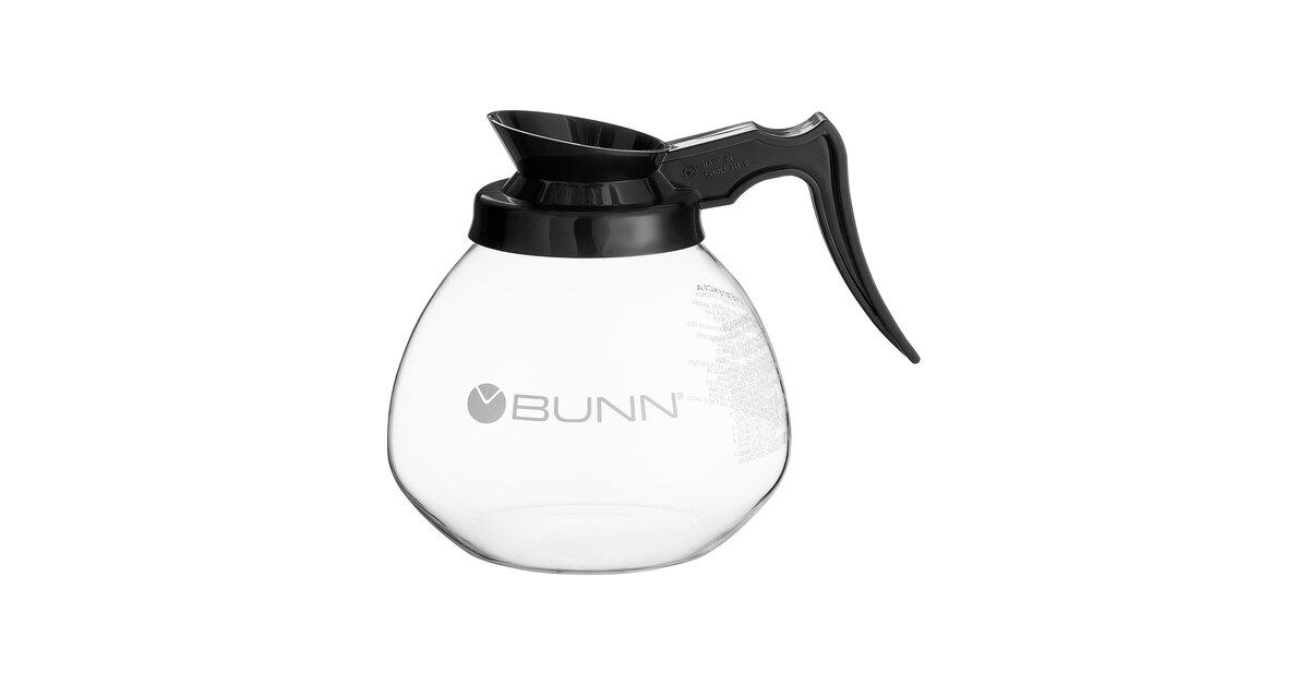 Bunn Regular and Decaf Glass Coffee Pot Decanter / Carafe, 12 Cup, 2 Black and 1 Orange, Set of 3