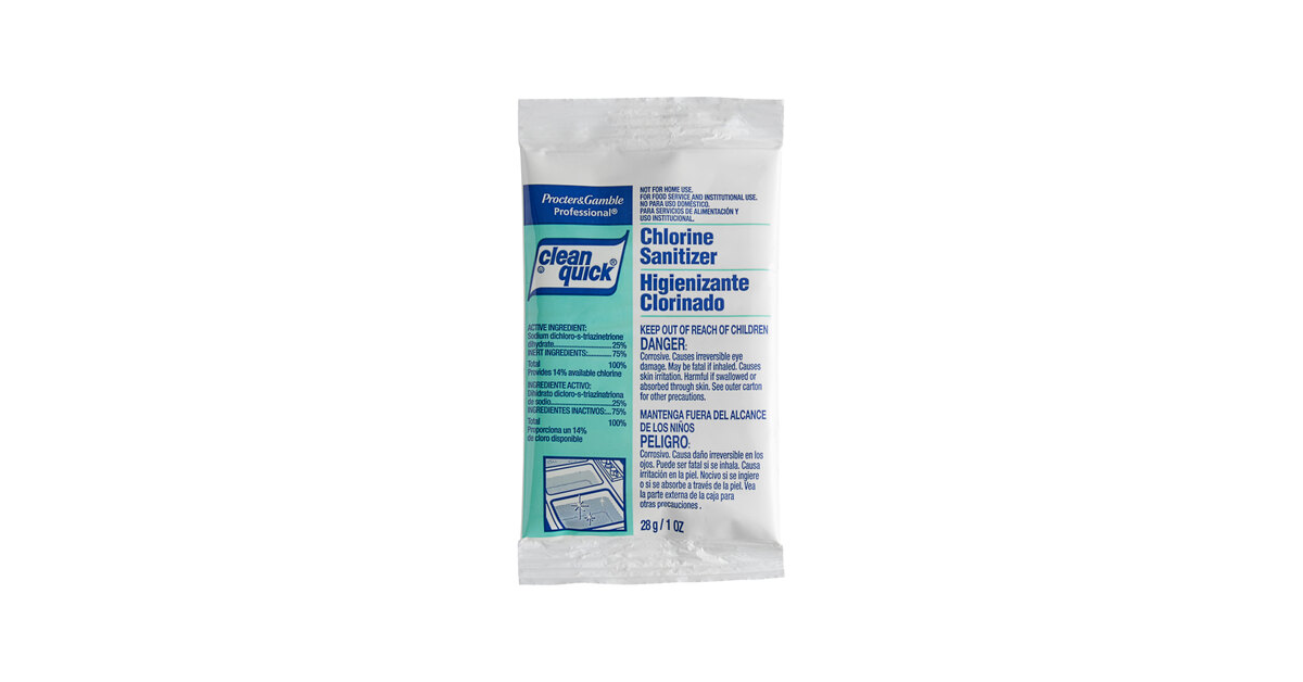 Clean Quick 02584 Chlorine Sanitizer Powder Packets 1 oz. - 100/Case