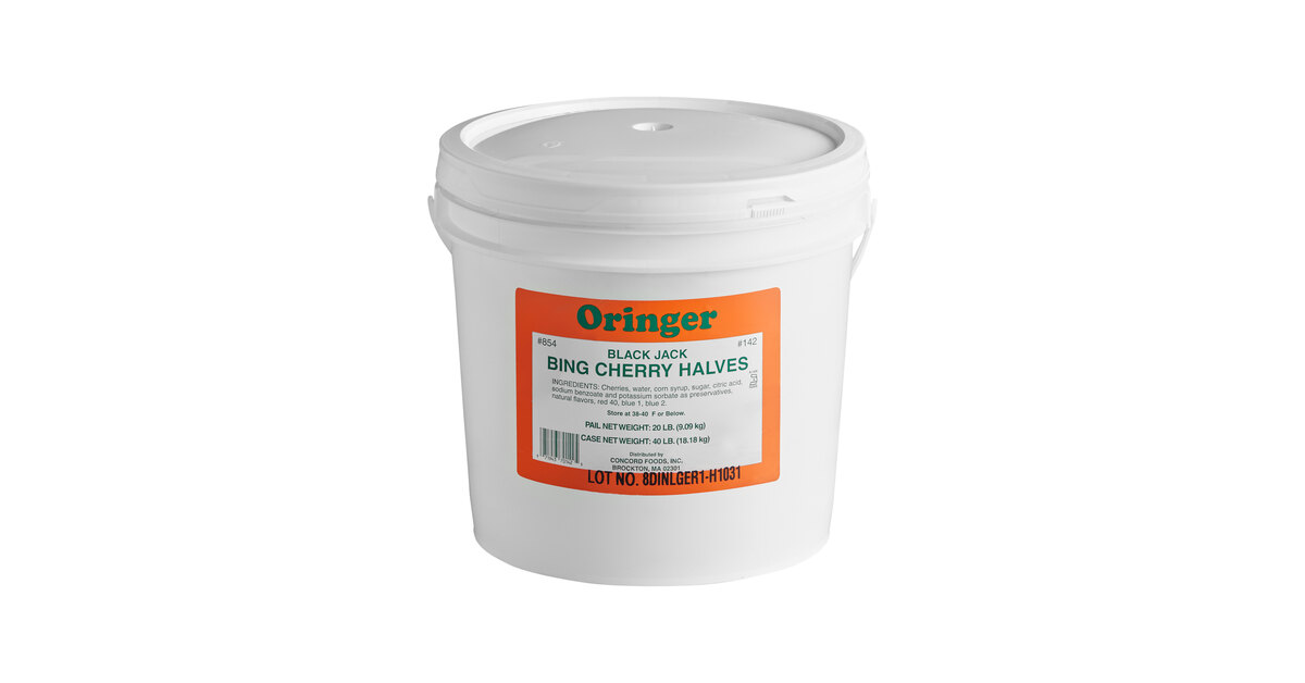 Oringer Black Cherry Halves Dessert / Sundae Topping 2 Gallon - 2/Case