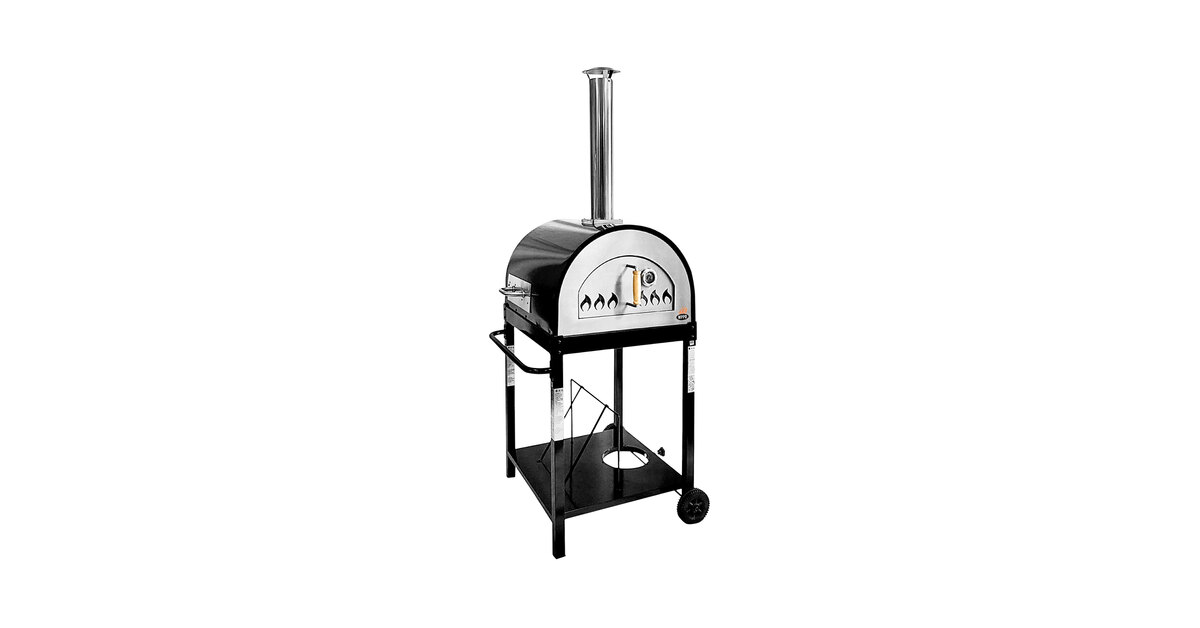 Black Wood / Gas Fire Outdoor Pizza Oven with Mobile Stand