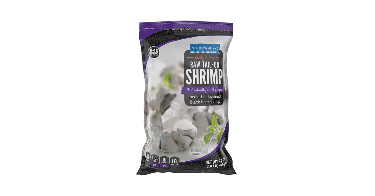 Seamazz 8/12 Size Peeled and Deveined Tail-On Raw Black Tiger