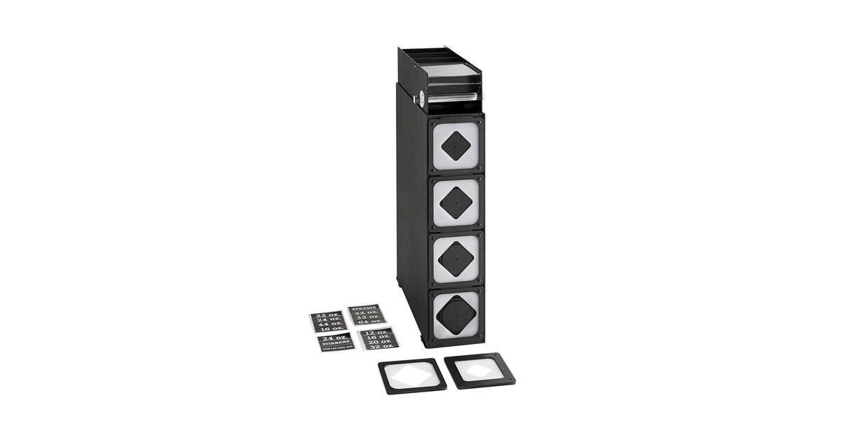 KleanTake by ServSense™ Black Countertop Slim Cup Dispenser Cabinet with 6  Fast-Changing Gaskets - 2 Slot