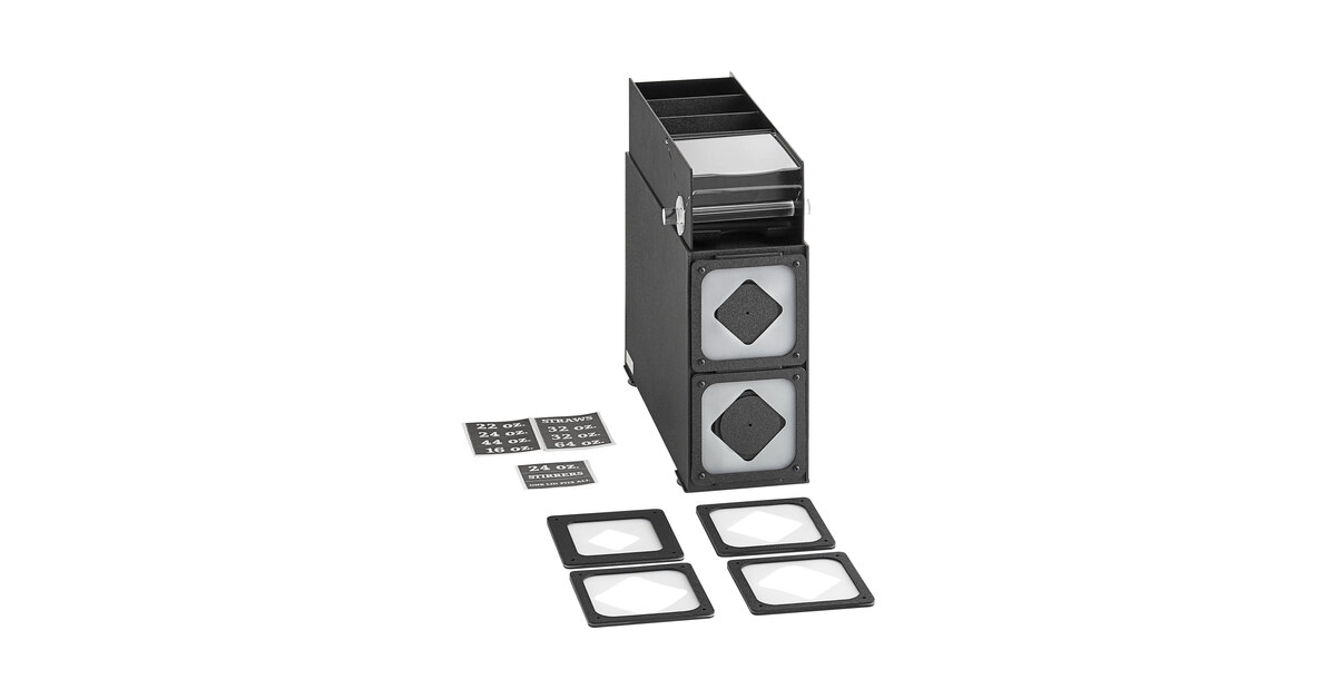 KleanTake by ServSense™ Black Dispenser for 5 Unwrapped Stirrer Straws and  Coffee Supply Organizer