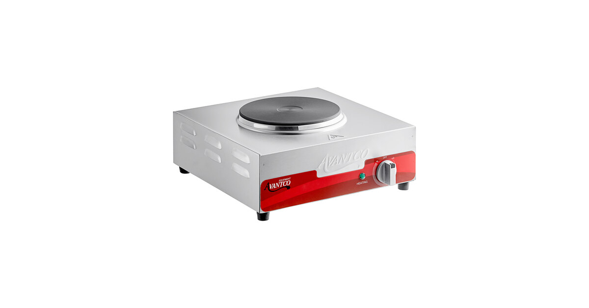 Avantco 177EB200A Single Burner Solid Top Stainless Steel Portable Electric  Hot Plate - 1,500W, 120V