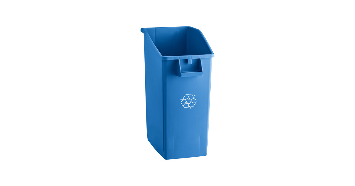 Lavex 92 Qt. / 23 Gallon Blue Rectangular Under-Counter Recycling Bin