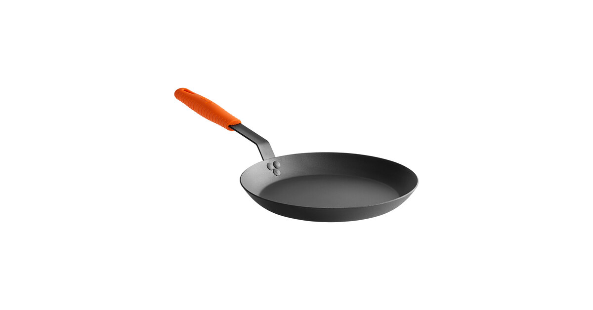Lodge CRS12 Carbon Steel Skillet, Pre-Seasoned, 12-inch & ASCRHH61 Silicone  Hot Handle Holders for Carbon Steel Pans, Orange