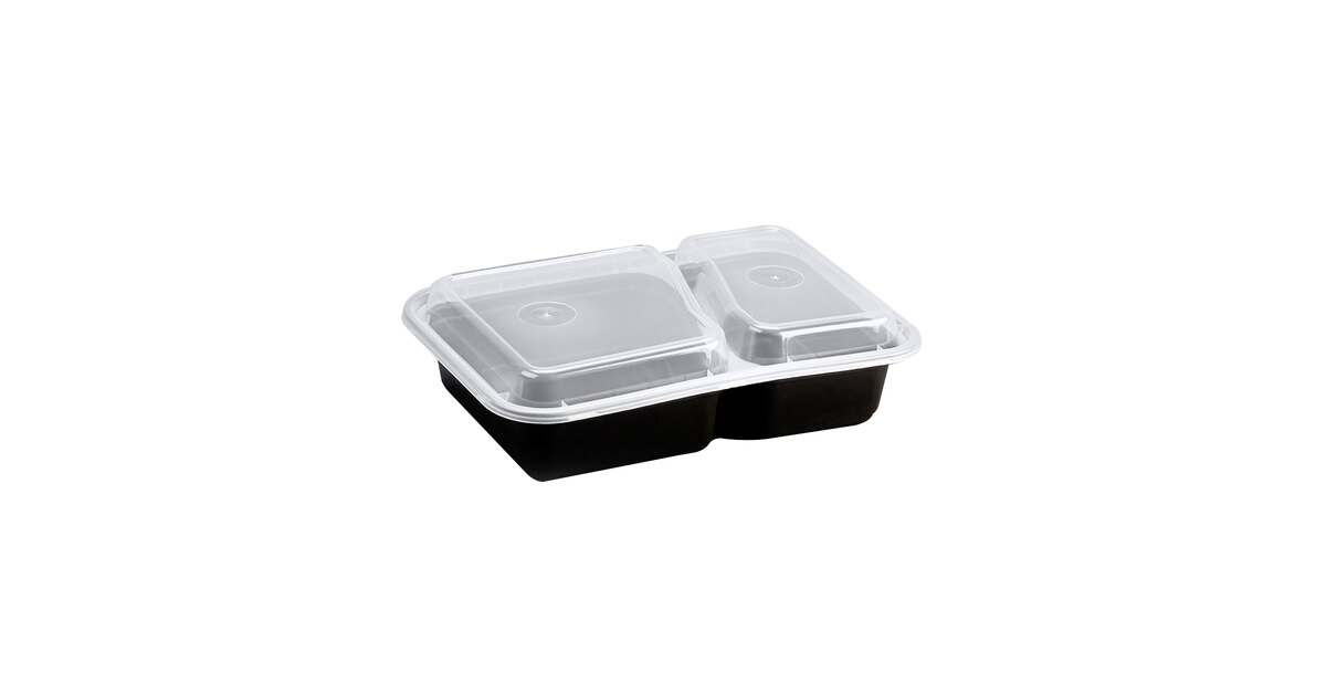 Pactiv Newspring NC8288B Black 30 oz. VERSAtainer 2 Compartment