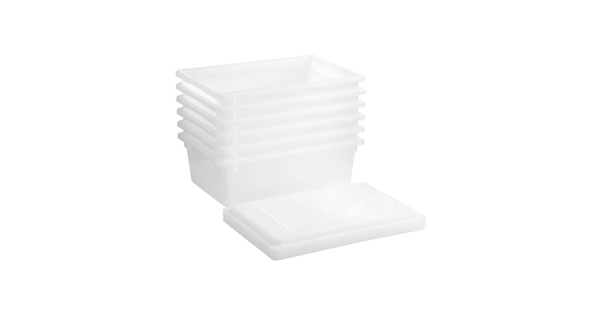 Vigor 26 x 18 x 6 White Polyethylene Colander and Food Storage Box Kit  with Flat Lid