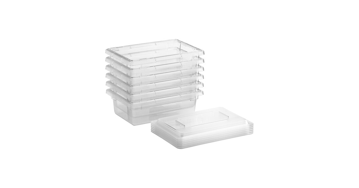 Vigor 26 x 18 x 6 Clear Polycarbonate Food Storage Box and Drain Tray  Kit with Flat Lid