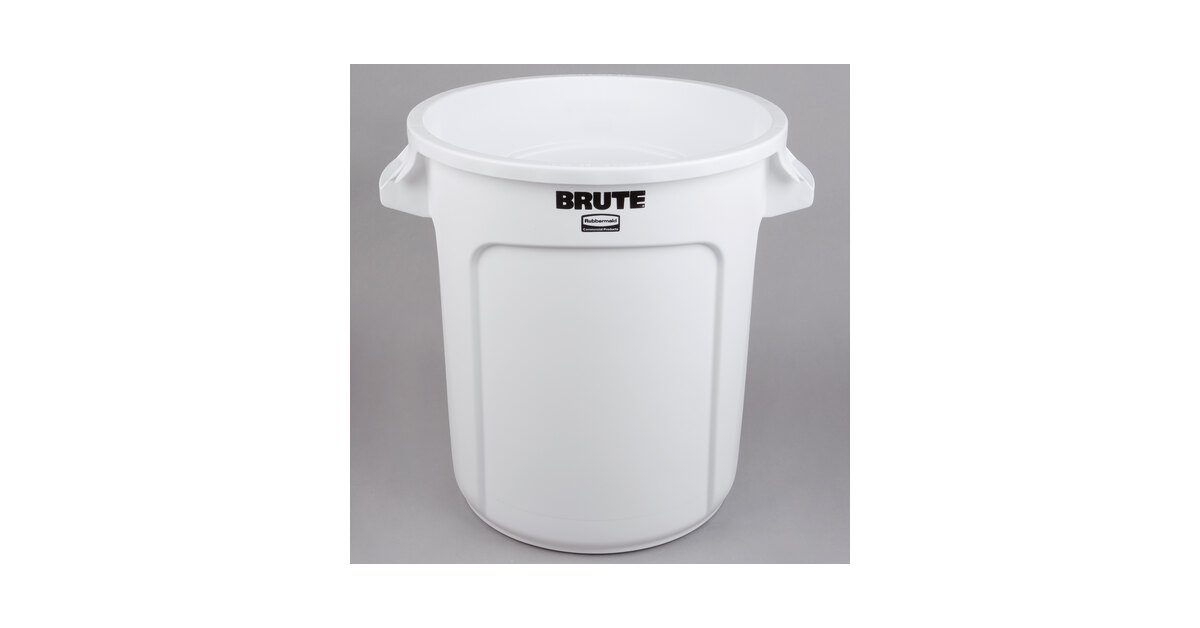 Vented Round Brute Container, 10 gal, Plastic, White - Zerbee