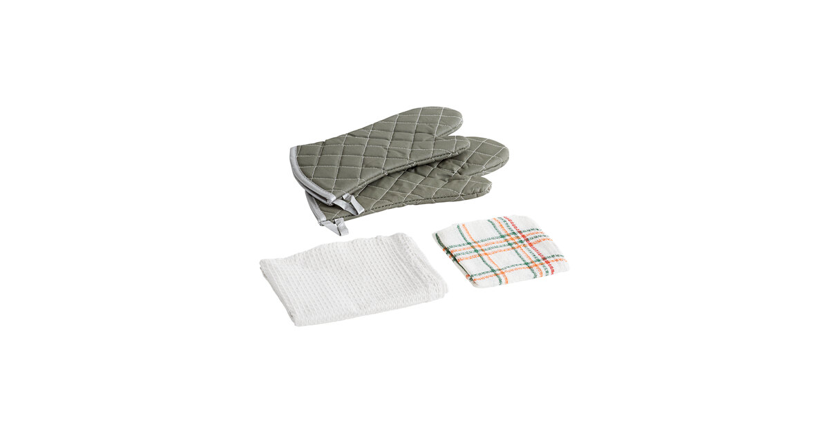 Choice 15 Flame Retardant Oven Mitts and Waffle-Weave Kitchen
