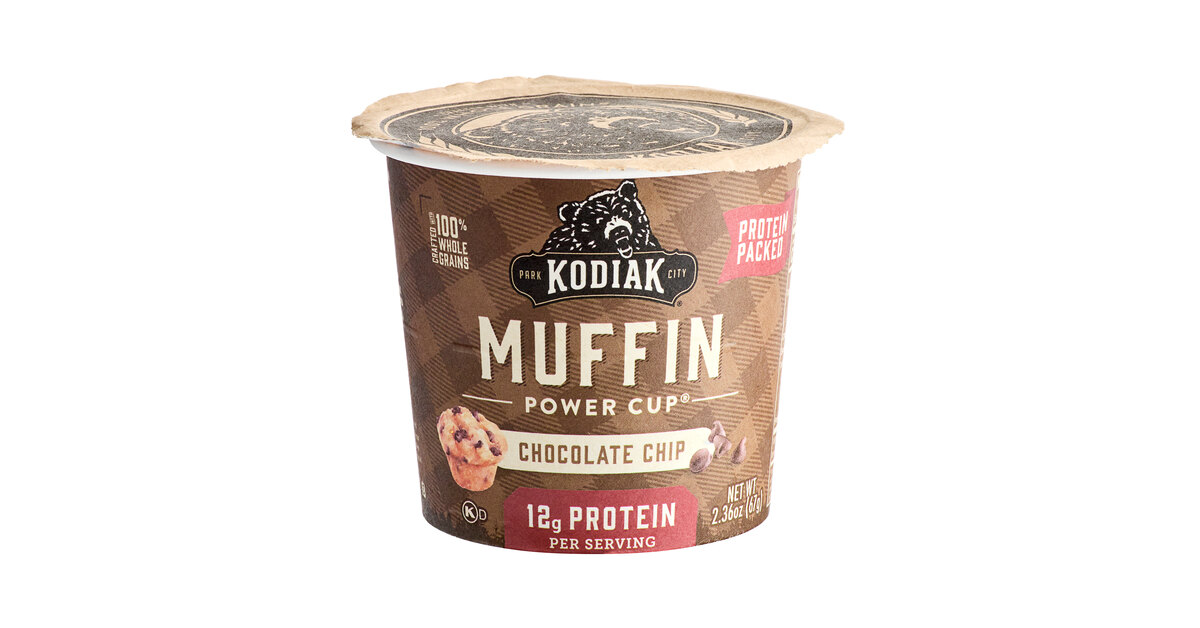 Kodiak Cakes Chocolate Chip Minute Muffin Cup 2.36 oz. - 12/Case