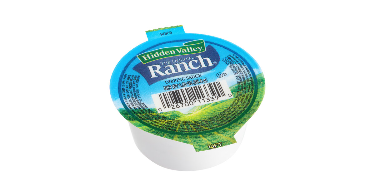 Hidden Valley Original Ranch Dressing Cup 1.25 oz. - 160/Case Hidden Valley Original Ranch Dressing Cup 1.25 oz. - 160/Case