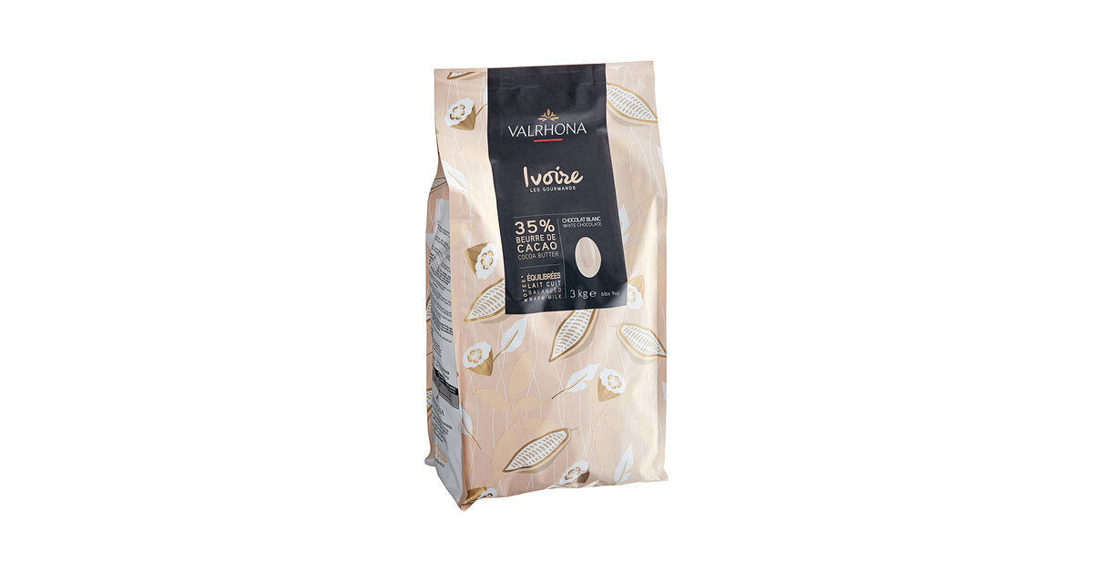 Valrhona Ivoire 35% White Chocolate Feve 6.6 lb.